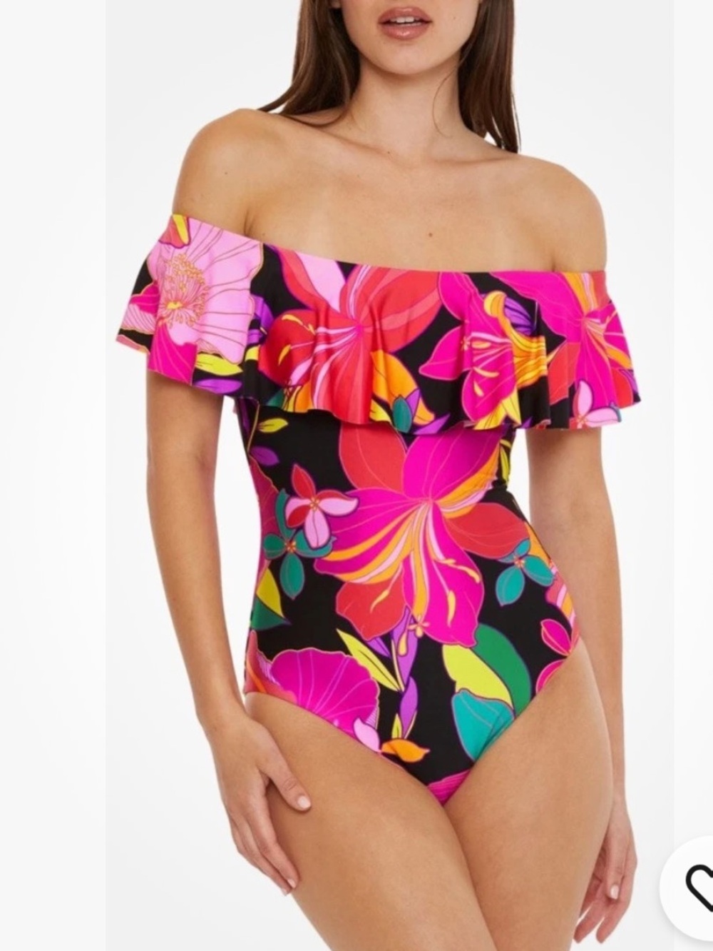 NWT Trina Turk Solar Floral Women Swim Suit Off Shoulder Size 12 Pink MSRP $162.